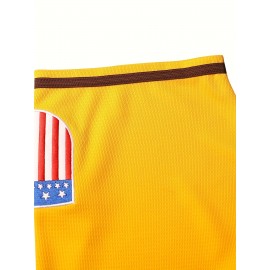 Men's Baseball Sweatshirt #19 - Brown V-Neck Polyester Pullover with Yellow '19' & Letter Design, Loose Fit for Casual, Team Sports, Outdoor Activities (S-3XL), Versatile Pullover, Relaxed Fit Top, Quality Stitching