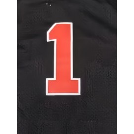 Men'S # 1 Black Basketball Sportswear, 100% Polyester Basketball Training Sleeveless Top, Micro Elastic Round Neck Top - Versatile For All Seasons, Sizes S-XXXL