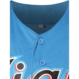 Men'S Baseball Shirt # 2 Light Blue Baseball Shirt Suitable For Training, Competitions, Team Sports, Spring/Summer/Autumn Wear S-3XL