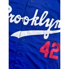 Men'S Baseball Jersey # 42 Blue Breathable V-neck Baseball Sports Shirt S-3XL