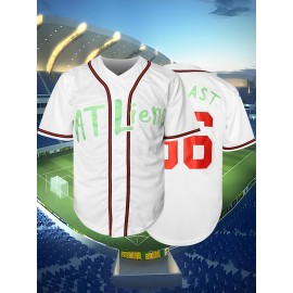 ATLiens 96 Navy Blue Men's Baseball Jersey - Stitched, Stretch Knit Fabric for Comfortable, Casual & Outdoor Team Sports, V-Neck, 