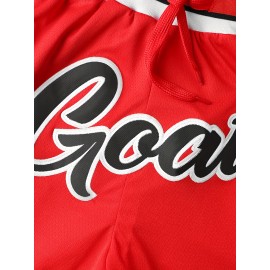 Men's #23 Embroidered Basketball Shorts - Breathable Polyester, Red & White Design, Elastic Waistband with Drawstring, Machine Washable, Perfect for Sports, Outdoor Activities & Casual Wear