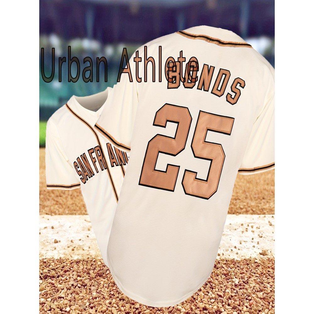 Men's #25 Embroidered Baseball Jersey - V-Neck, Button-Up, Polyester - Perfect for Sports & Casual Wear Men's #25 Embroidered Baseball Jersey - V-Neck, Button-Up, Polyester - Perfect for Sports & Casual Wear
