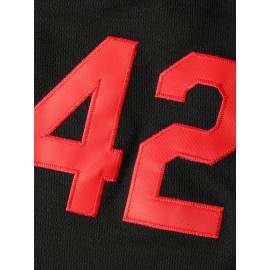 Men's Black # 42 Baseball Sweatshirt Is Breathable And Loose, Suitable for Casual Running, Exercise, Outdoor Activities, And All Season Wear