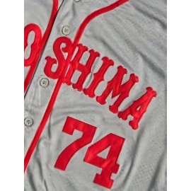 Men'S # 74 Baseball Jersey Sweatshirt Breathable V-neck Knitted Embroidered Polyester Sweatshirt