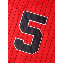 Men's Premium #5 Embroidered Baseball Jersey - Breathable, Moisture-Wicking, Short Sleeve, Stretchy Training Shirt for Competition & Casual Wear