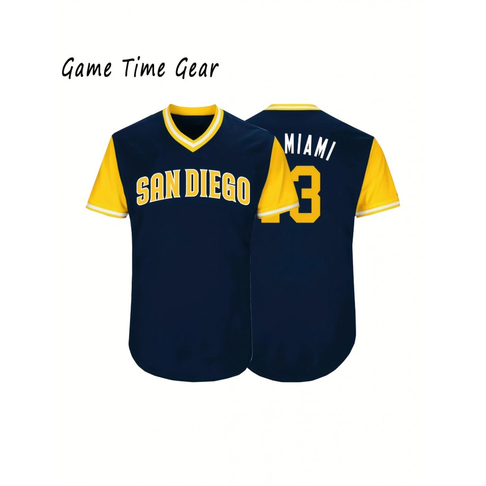 Men's Baseball Sweatshirt #13 Deep Blue V-Neck Polyester Letter Graphic Pullover, Loose Fit for Casual, Team Sports, Outdoor, and Casual Attire, Sizes S-3XL Men's Baseball Sweatshirt #13 Deep Blue V-Neck Polyester Letter Graphic Pullover, Loose Fit for Casual, Team Sports, Outdoor, and Casual Attire, Sizes S-3XL