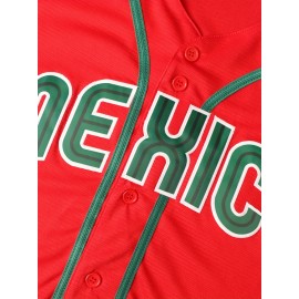 Men'S MEXICO #56 Baseball Jersey, Classic Retro Letter Embroidery Design Breathable Short Sleeve Shirt For Training Competition