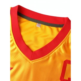 1pc Men'S Polyester V-Neck American Football Jersey - Embroidered #16 LAFLEUR, Loose Fit, Slight Stretch Knit Fabric, Sports & Casual Style for Team Sports, Outdoor Activities, Parties - Four Seasons Top