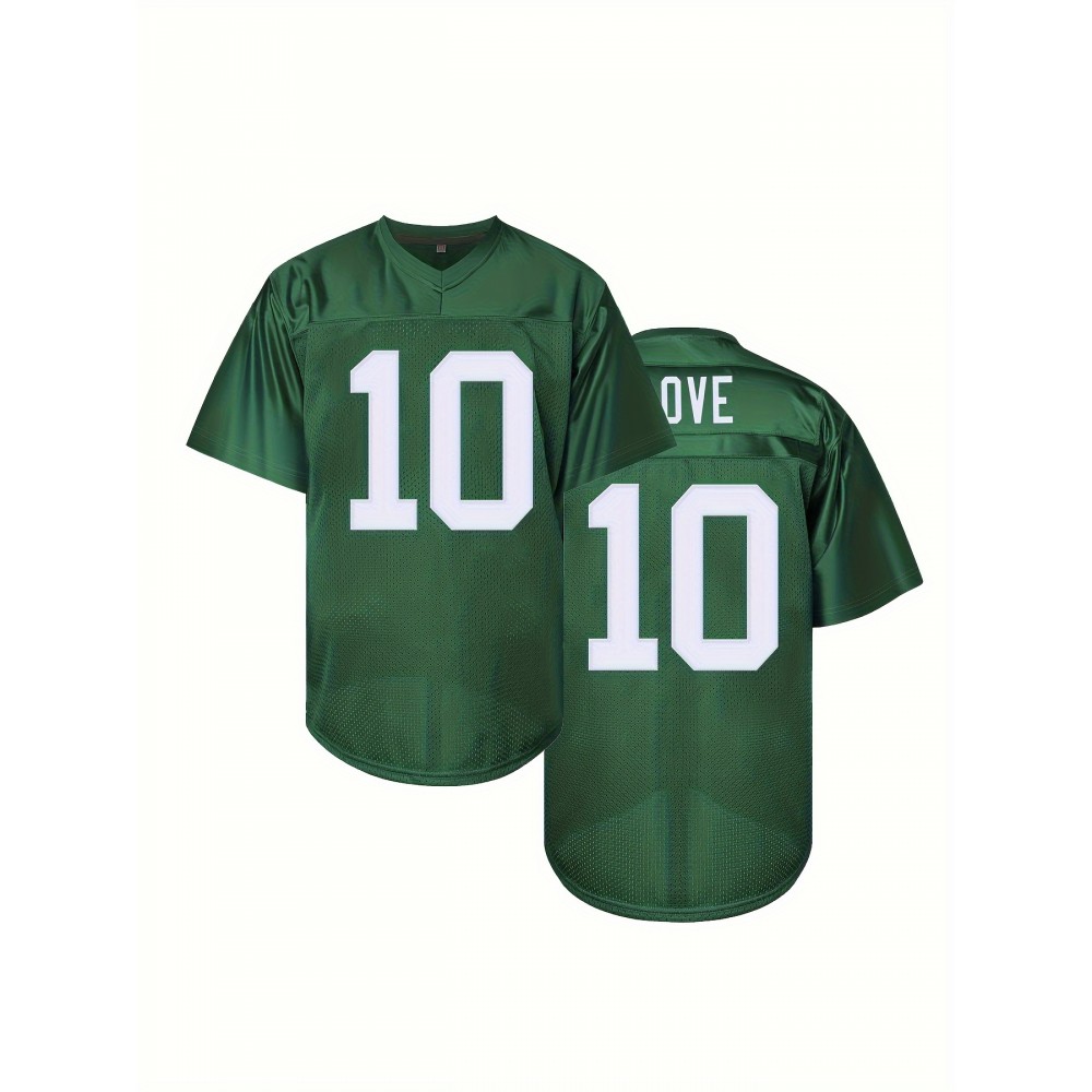 Men's Green #10 Embroidered Rugby Shirt - Breathable Polyester V-Neck Jersey with Slight Stretch, Loose Fit for Training, Casual & Outdoor Activities | All-Season Machine Washable Sports Apparel, Sporty Design Men's Green #10 Embroidered Rugby Shirt - Breathable Polyester V-Neck Jersey with Slight Stretch, Loose Fit for Training, Casual & Outdoor Activities | All-Season Machine Washable Sports Apparel, Sporty Design