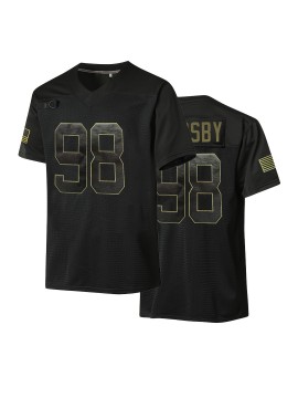 Men's Black #98 Breathable Rugby Jersey - V-Neck Short Sleeve, Classic Embroidered American Football Shirt with Distressed Golden Lettering, Loose Fit for Training, Outdoor Activities & Casual Wear, Durable Sportswear, Athletic Fabric