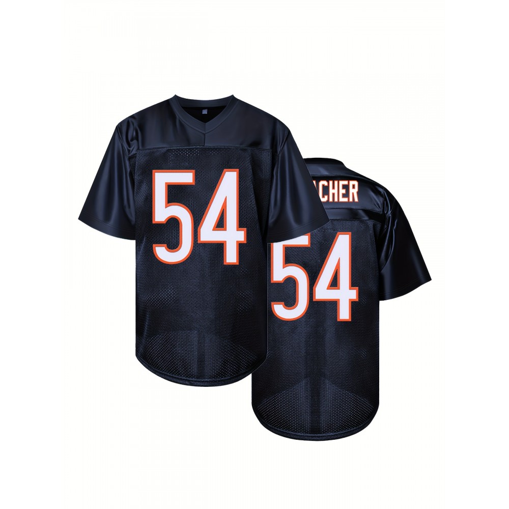 #54 Men'S Polyester Rugby Jersey - V-Neck, Embroidered Sports Shirt for Training, Running, Outdoor Activities - Casual Breathable Top with Slight Stretch - All Seasons Wear #54 Men'S Polyester Rugby Jersey - V-Neck, Embroidered Sports Shirt for Training, Running, Outdoor Activities - Casual Breathable Top with Slight Stretch - All Seasons Wear