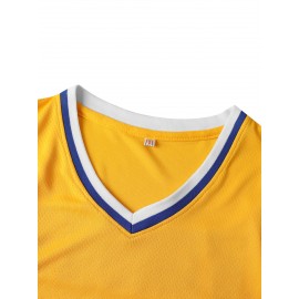 Men's #32 Embroidered Basketball Jersey - 100% Polyester, Stretch Fabric, V-Neck, Sleeveless Sports & Casual Wear for Adults and Teens - Machine Washable