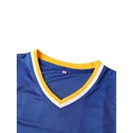 Men's #32 Embroidered Basketball Jersey - 100% Polyester, Stretch Fabric, V-Neck, Sleeveless Sports & Casual Wear for Adults and Teens - Machine Washable