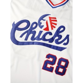 Men's V-Neck Baseball Jersey - #28 Embroidered, Breathable & Lightweight, Perfect for Training & Casual Wear, Sizes S-3XL