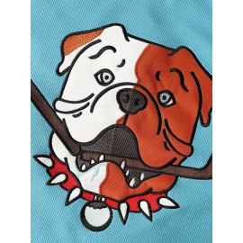 Men'S Vintage-Style Ice Hockey Jersey, S-3XL - Turquoise & Brown with Dog Design, V-Neck Captain'S Sweatshirt, Polyester, Machine Washable for Sports, Casual, Parties & Training