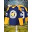 1pc Men'S Ice Hockey Jersey - Polyester V-Neck Long Sleeve Top with Embroidered Lettering, Breathable Knit Fabric, Sports & Casual Wear, Sizes S-3XL