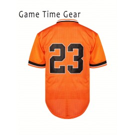 Men'S Baseball Uniform 23 Orange Shirt Breathable Striped Men'S Baseball Uniform Activity V-neck Short Sleeved Training Uniform S-3XL