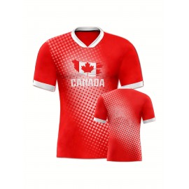 Women's Large Size Professional Sports Fabric Creative Pattern Print North American National Team Soccer Jersey T-shirt, Soccer Jersey Flag Uniforms Shirts, Breathable And Lightweight, Moisture-Wicking, As Gifts For Sports Fans